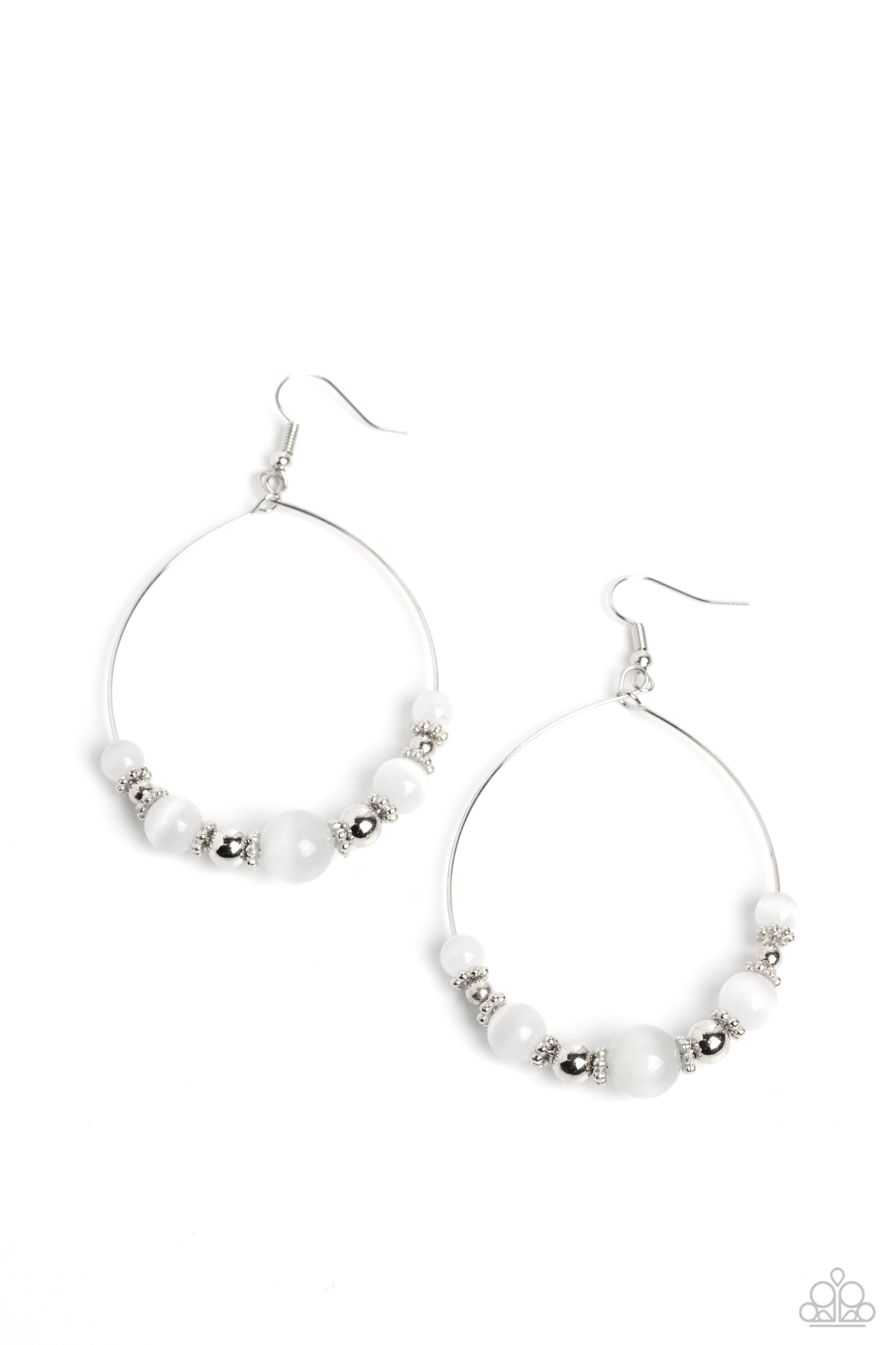 Cats Eye Charisma - White Paparazzi Earring (PZ-5034)