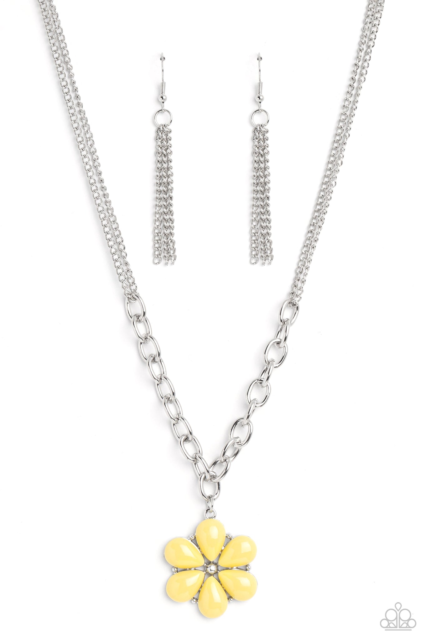 Dazzling Dahlia - Yellow Paparazzi Necklace (#5321)