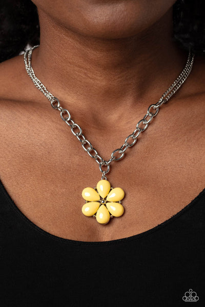 Dazzling Dahlia - Yellow Paparazzi Necklace (#5321)