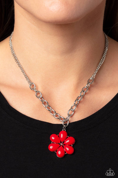 Dazzling Dahlia - Red Paparazzi Necklace (5143)