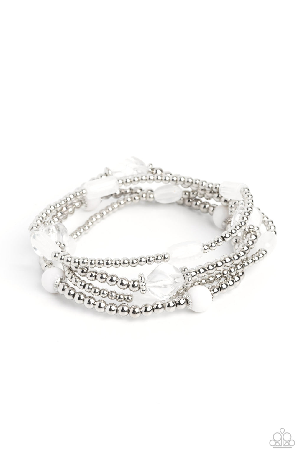 Geometric Guru - White Paparazzi Bracelet (PZ-190)