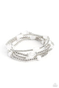 Geometric Guru - White Paparazzi Bracelet (PZ-190)