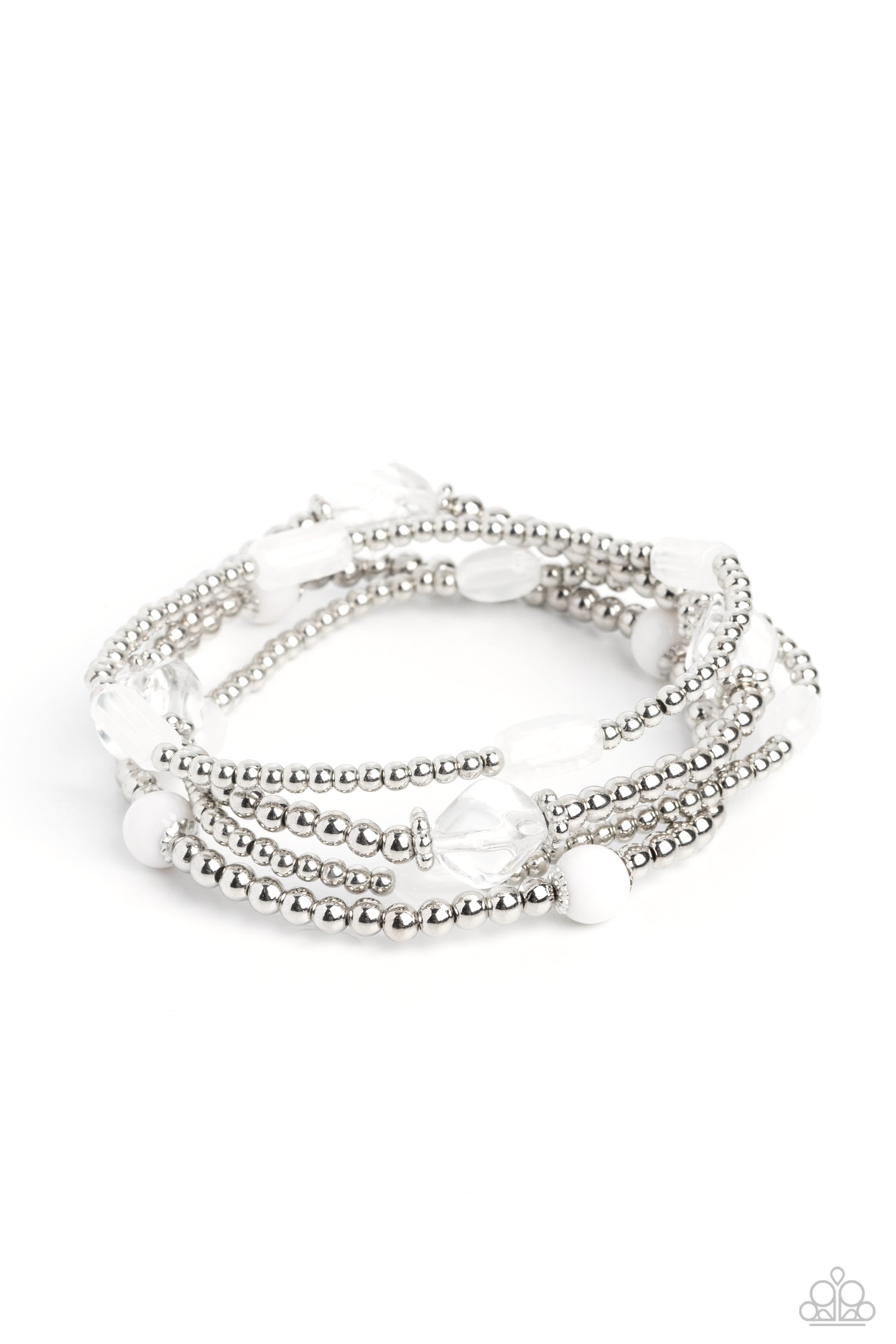 Geometric Guru - White Paparazzi Bracelet (PZ-190)