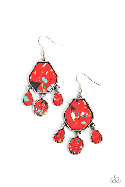 Organic Optimism - Red Paparazzi Earring (#2328)