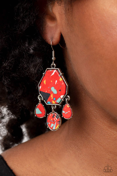 Organic Optimism - Red Paparazzi Earring (#2328)