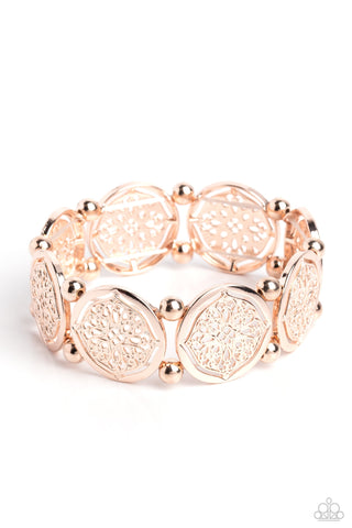 Filigree Fanfare - Rose Gold Paparazzi Bracelet (#5454)