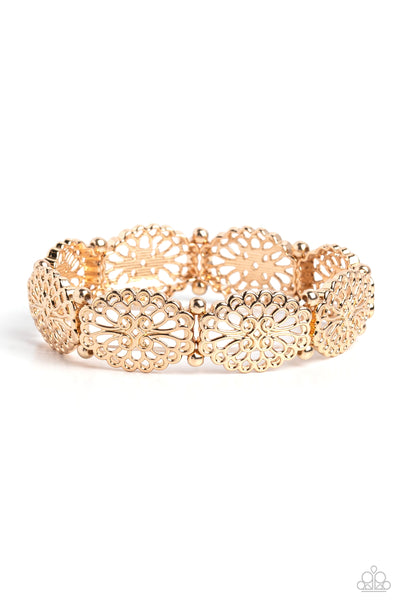 Curly Chic - Gold Paparazzi Bracelet (#5381)