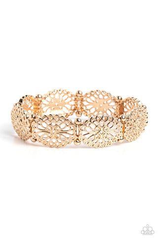 Curly Chic - Gold Paparazzi Bracelet (#5381)