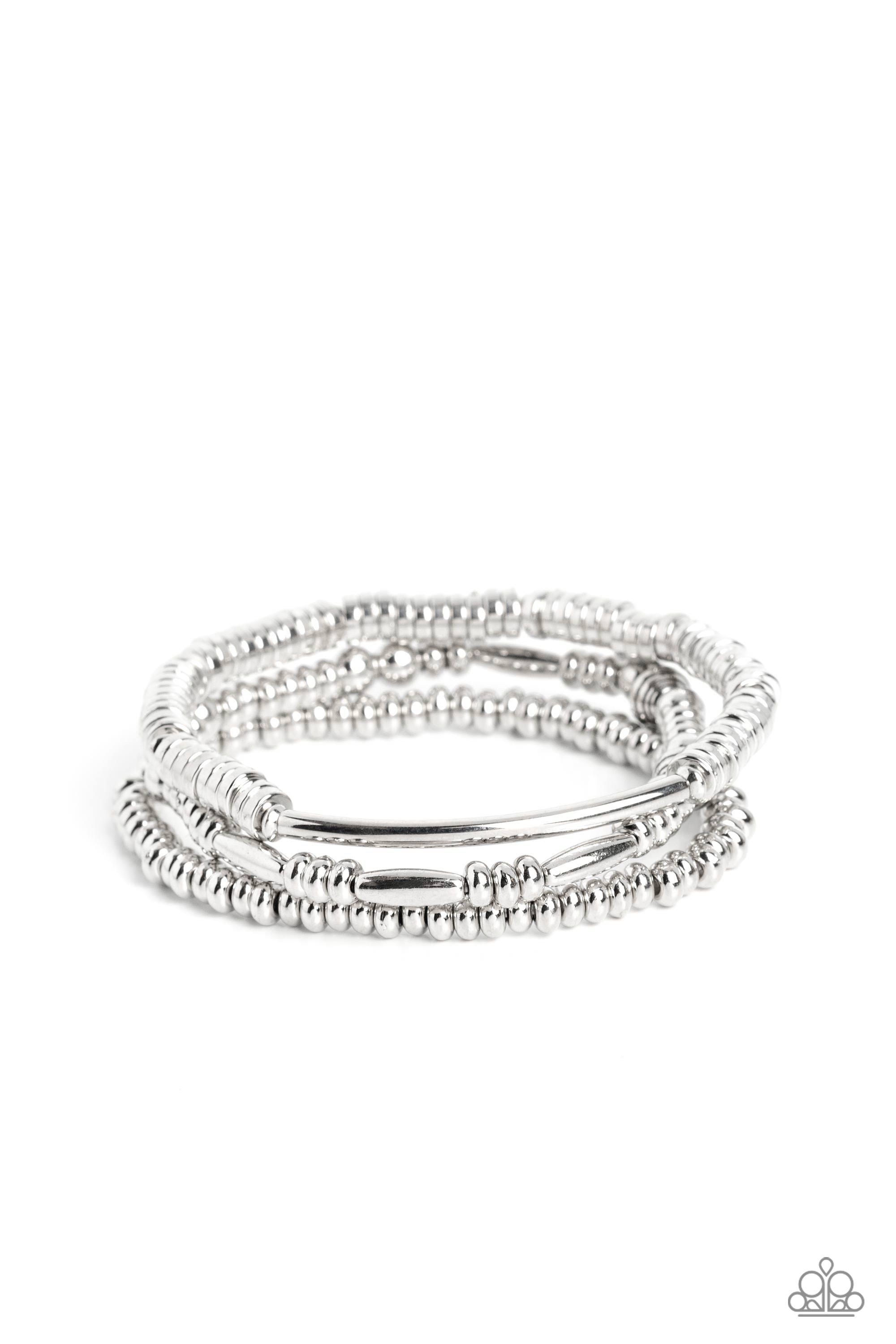 Monochromatic Medley - Silver Paparazzi Bracelet (#3146)