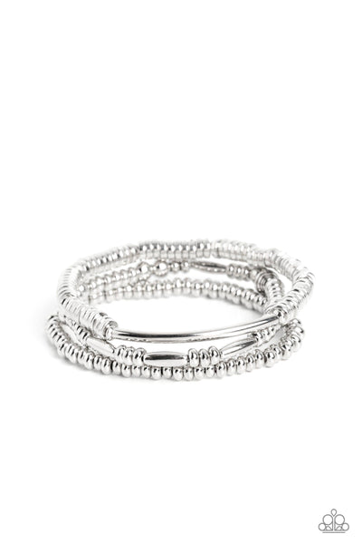 Monochromatic Medley - Silver Paparazzi Bracelet (#3146)