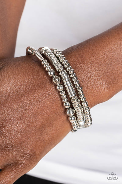 Monochromatic Medley - Silver Paparazzi Bracelet (#3146)