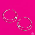Theater Hoop White Paparazzi Life of the Party Earring May 2023 (LOP49)