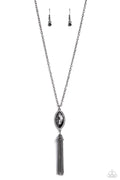 Tassel Tabloid - Black Paparazzi Necklace (PZ-668)