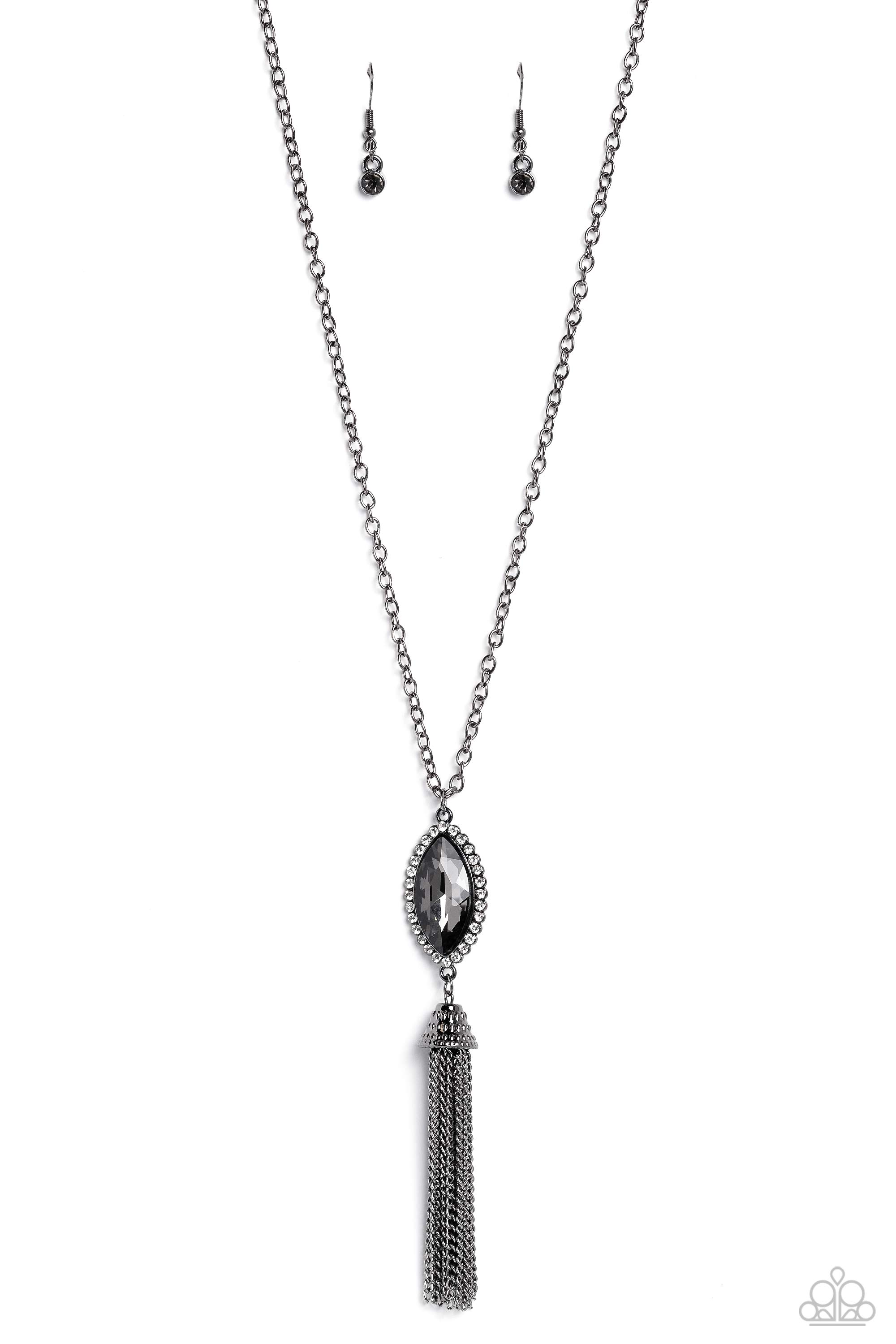 Tassel Tabloid - Black Paparazzi Necklace (PZ-668)