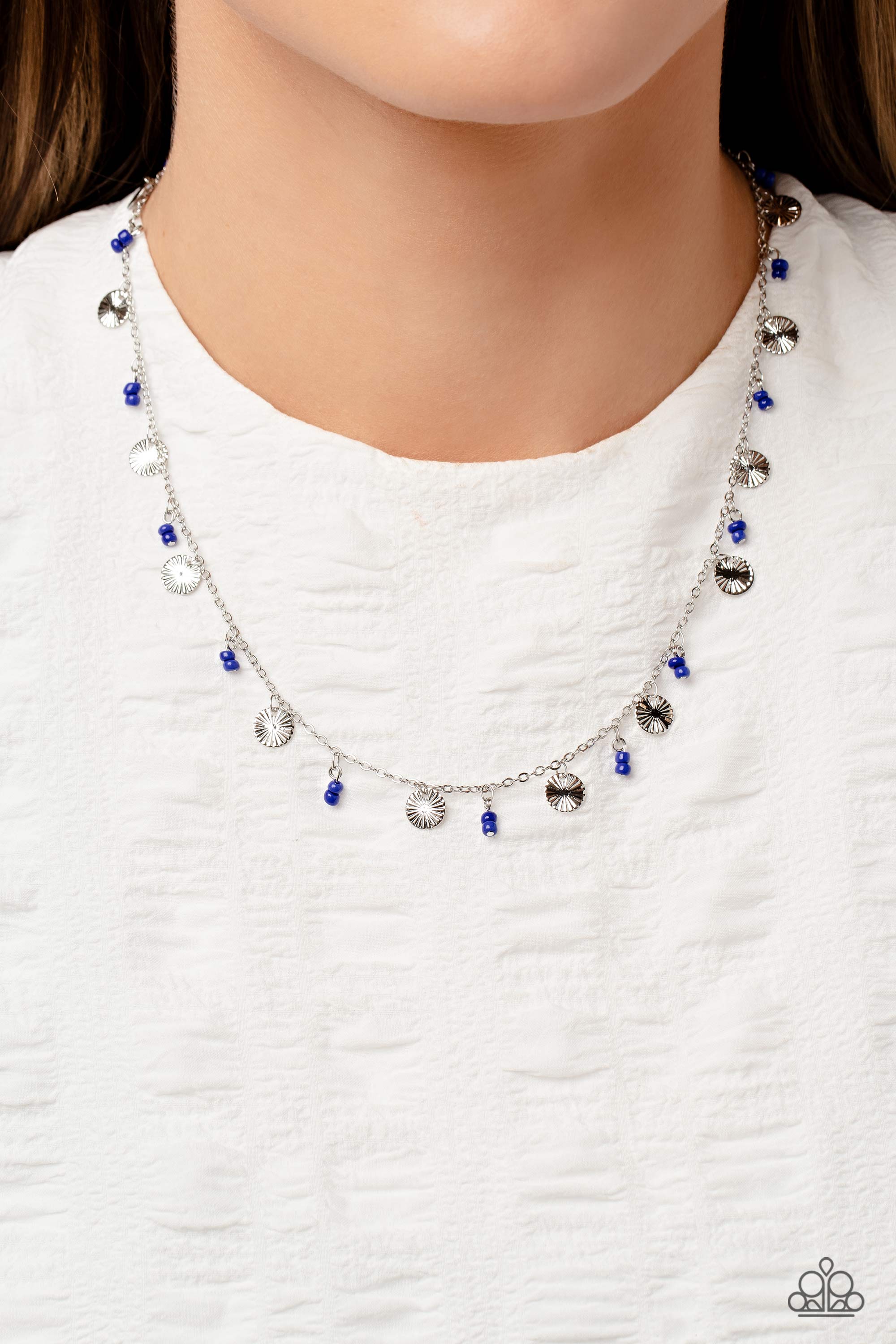 Sand Dollar Sass - Blue Paparazzi Necklace (PZ-1010)