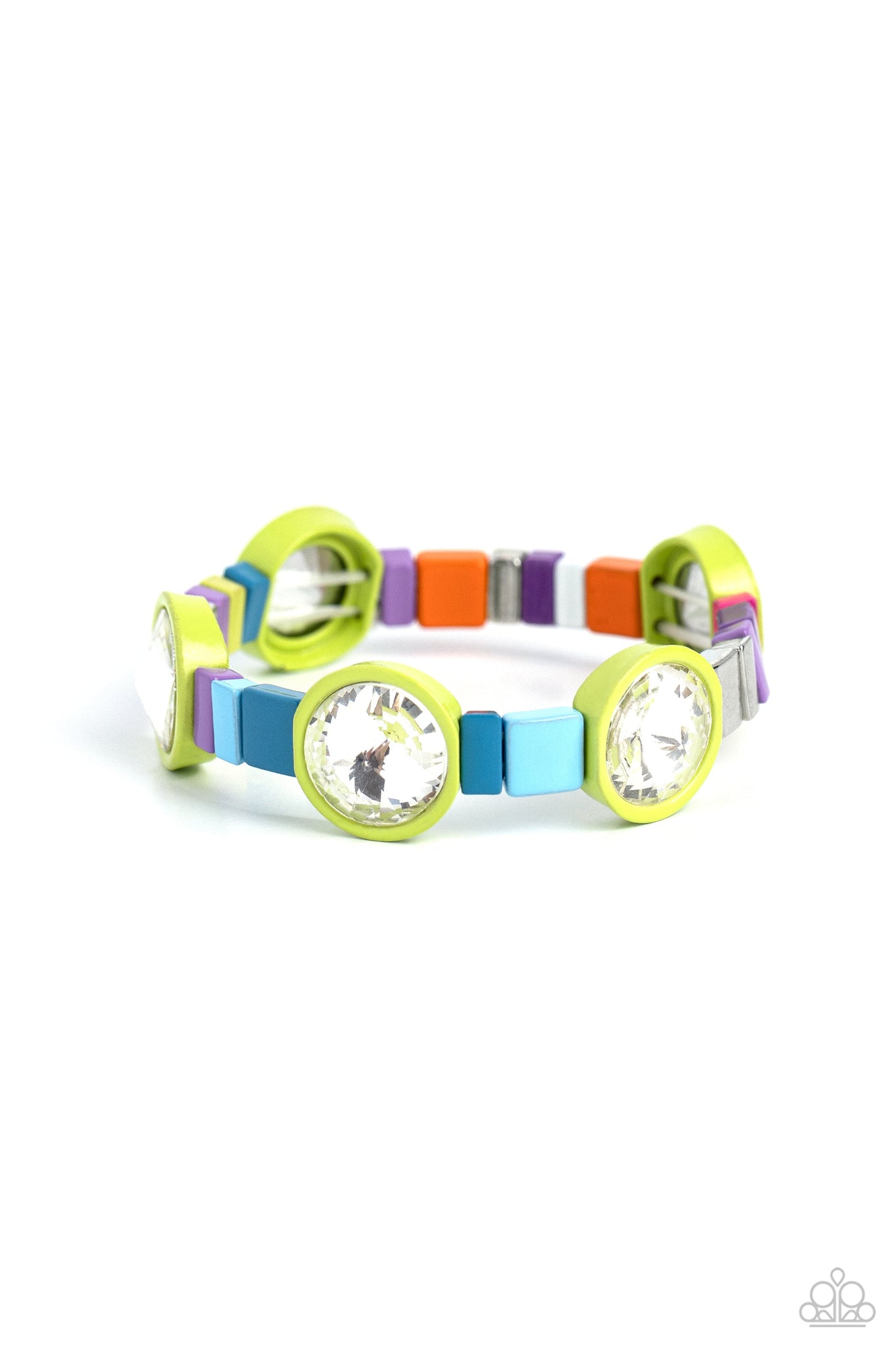 Multicolored Madness - Green Paparazzi Bracelet (#3607)