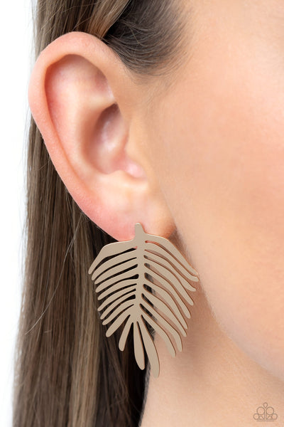 The FROND Row - Gold Paparazzi Earring (#5375)