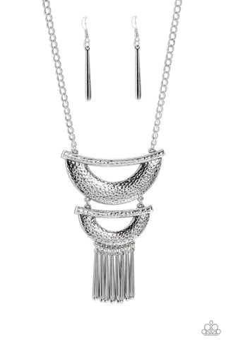 Fringe Festival - Silver Paparazzi Necklace (#1868)