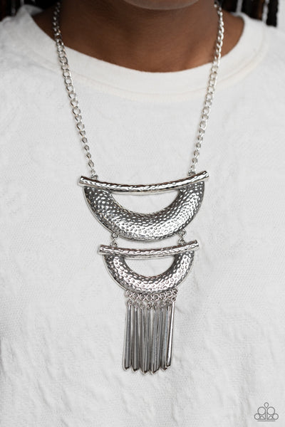 Fringe Festival - Silver Paparazzi Necklace (#1868)