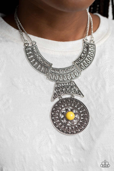 Fetching Filigree - Yellow Paparazzi Necklace (PZ-4919)