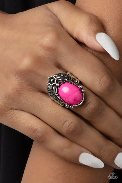 Serrated Style - Pink Paparazzi Ring (T67)