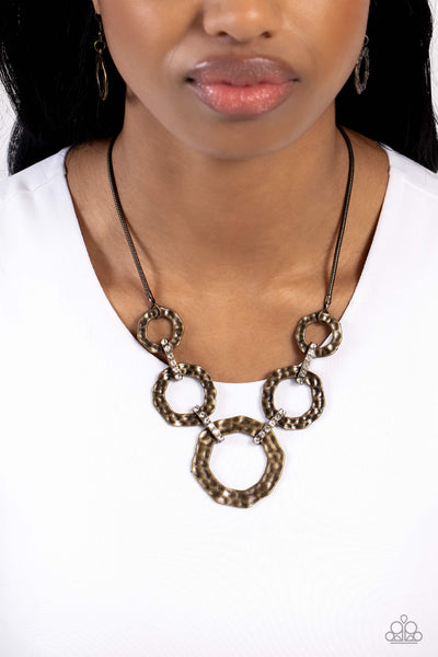 Rounded Redux - Brass Paparazzi Necklace (#5526)