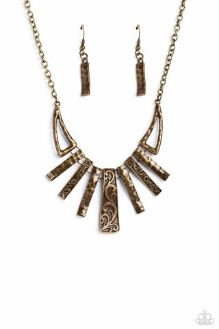 Paisley Pastime - Brass Paparazzi Necklace (#5500)