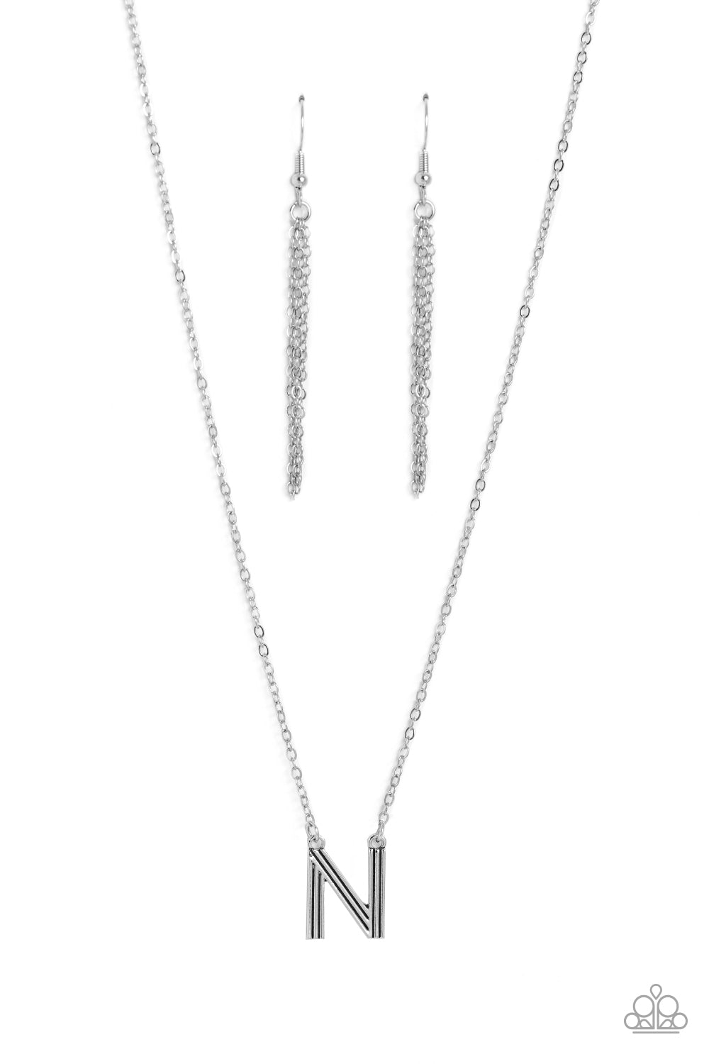 Leave Your Initials - Silver - N Paparazzi Necklace