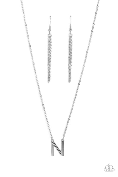 Leave Your Initials - Silver - N Paparazzi Necklace