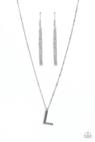 Leave Your Initials - Silver - L Paparazzi Necklace