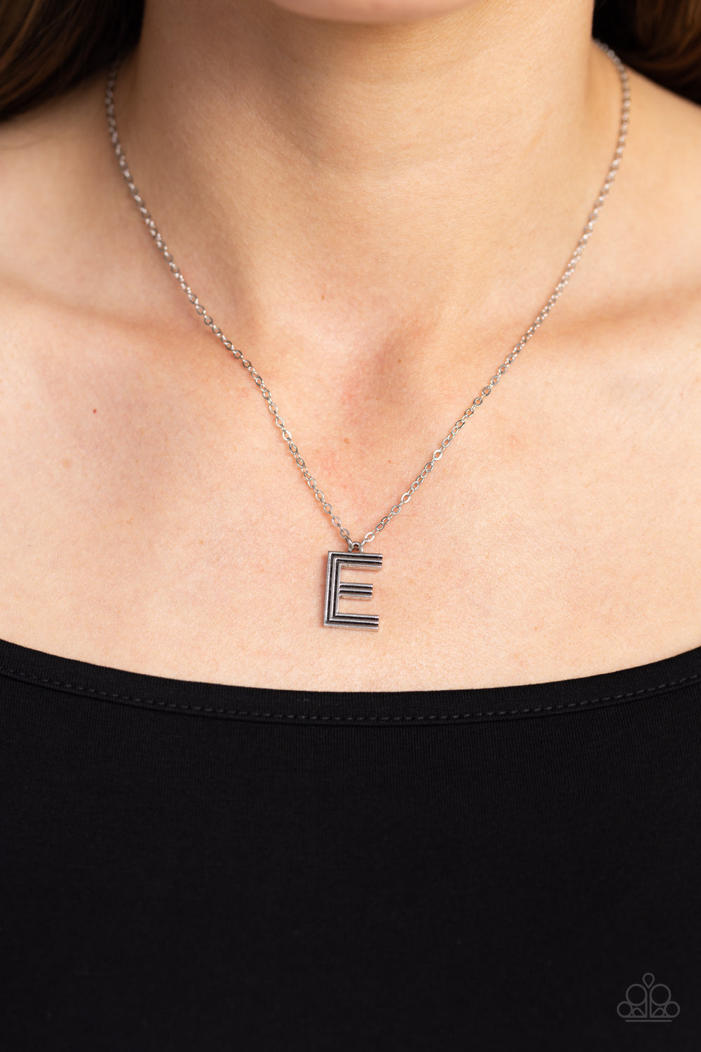 Leave Your Initials - Silver - E Paparazzi Necklace