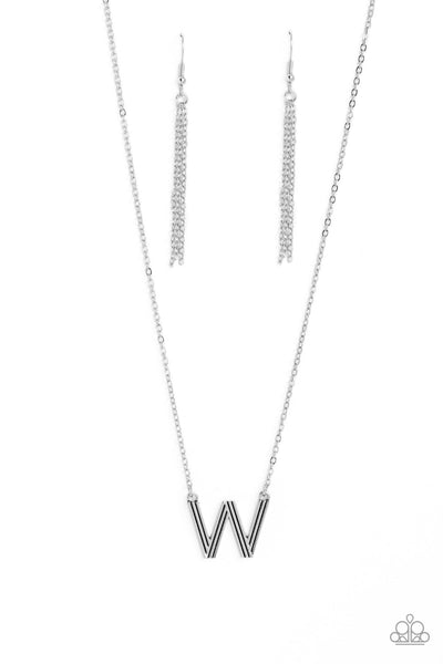 Leave Your Initials - Silver - W Paparazzi Necklace