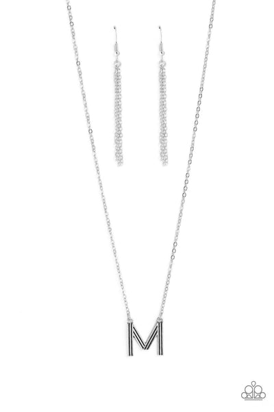 Leave Your Initials - Silver - M Paparazzi Necklace