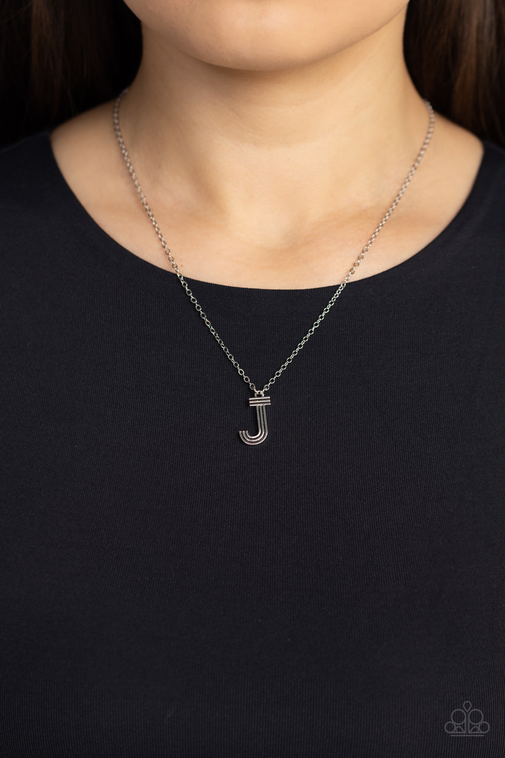 Leave Your Initials - Silver - J Paparazzi Necklace