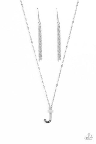 Leave Your Initials - Silver - J Paparazzi Necklace