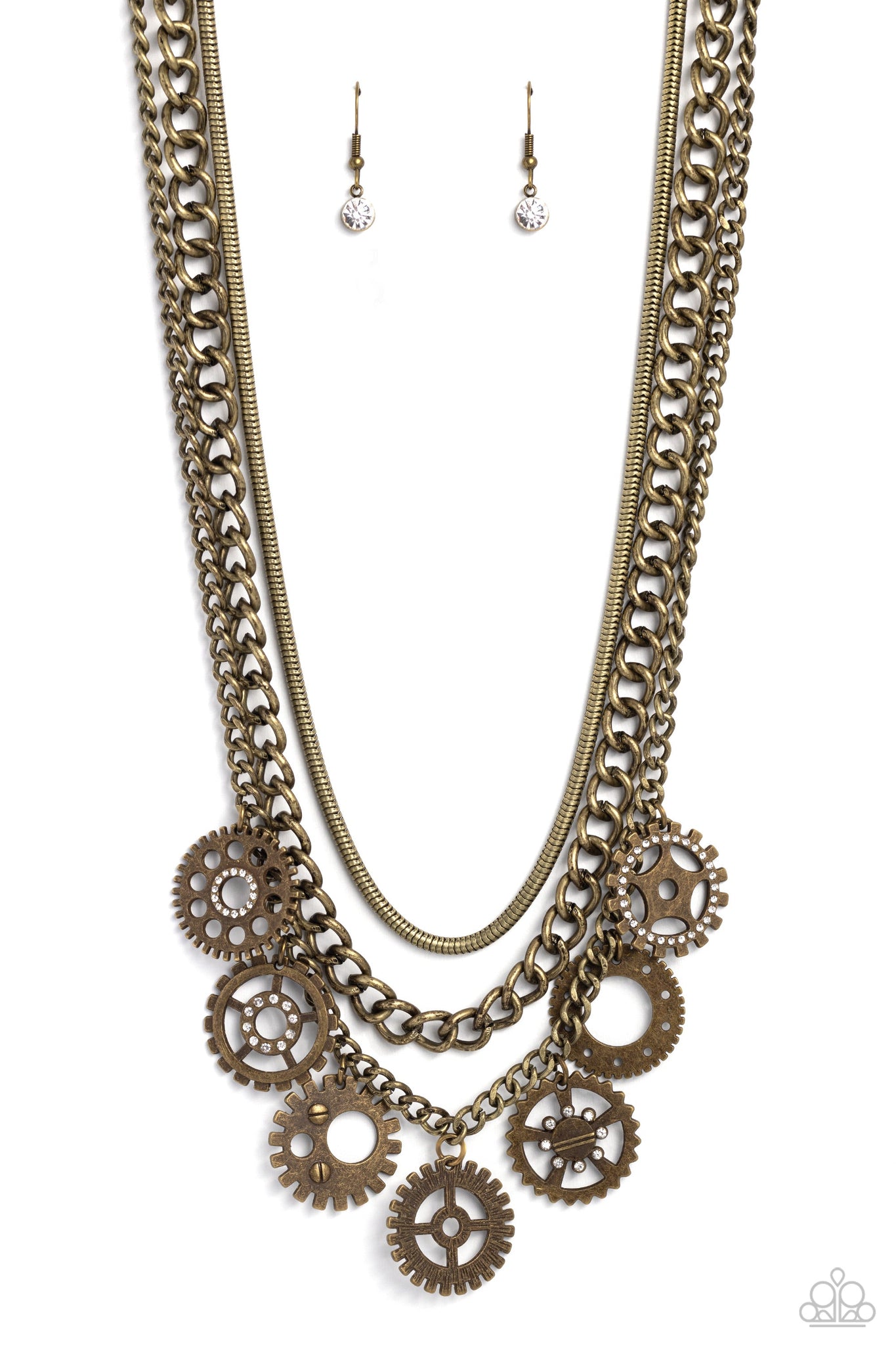 Running Out of STEAMPUNK - Brass Paparazzi Necklace (#5444)