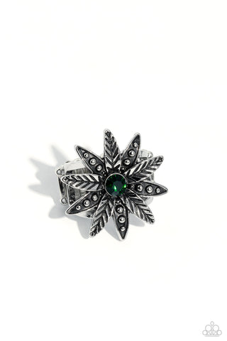 Sunflower Season - Green Paparazzi Ring (R295)