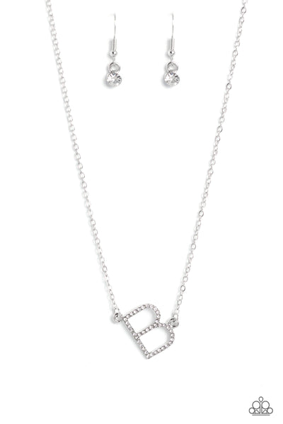 INITIALLY Yours - B - White Paparazzi Necklace