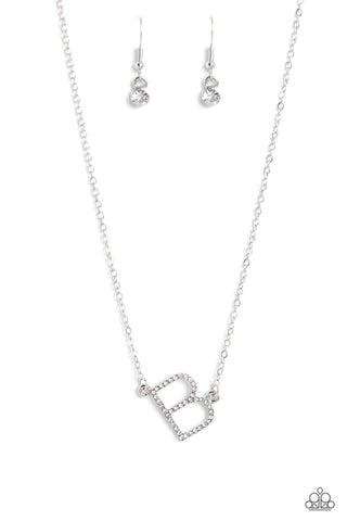 INITIALLY Yours - B - White Paparazzi Necklace