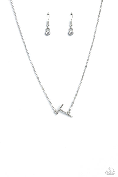 INITIALLY Yours - T - White Paparazzi Necklace