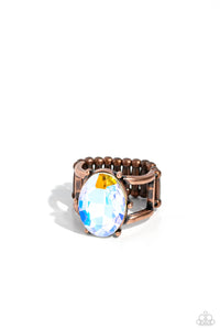 Prismatically Pronged - Copper Paparazzi Ring (R273)