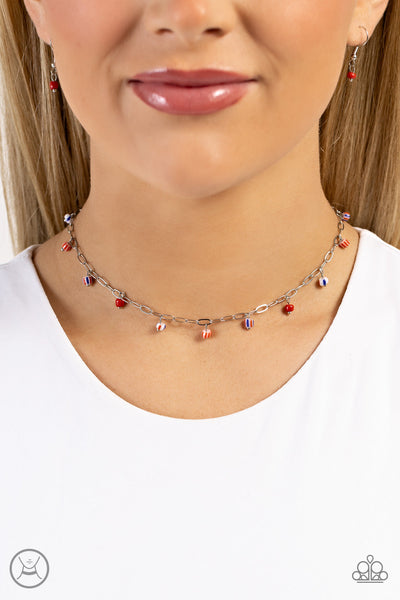Beach Ball Bliss - Red Paparazzi Necklace (#5652)