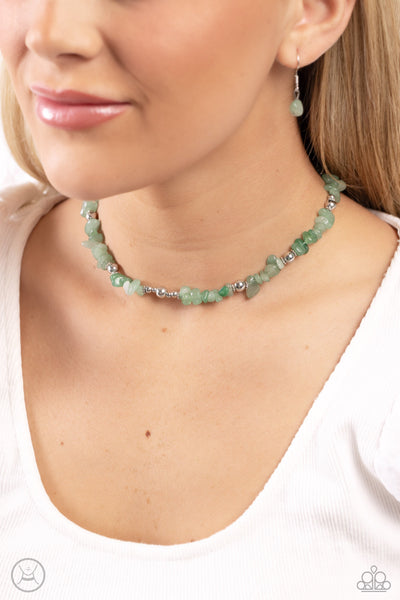 Carved Confidence - Green Paparazzi Necklace (#355)