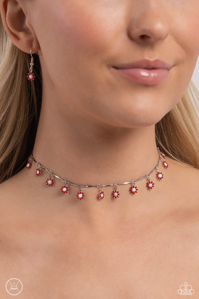 Delicate Display - Red Paparazzi Necklace (#5731)