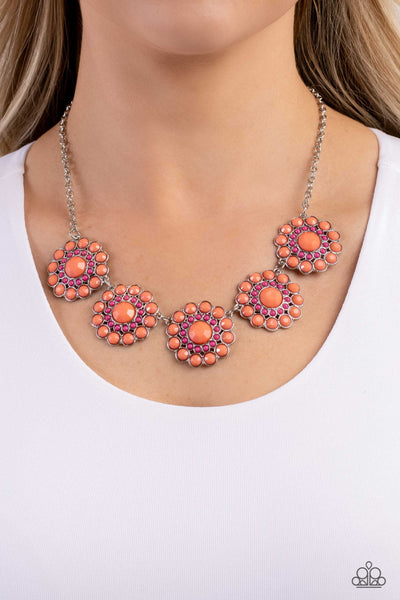 Floral Fervor - Orange Paparazzi Necklace (#2218)