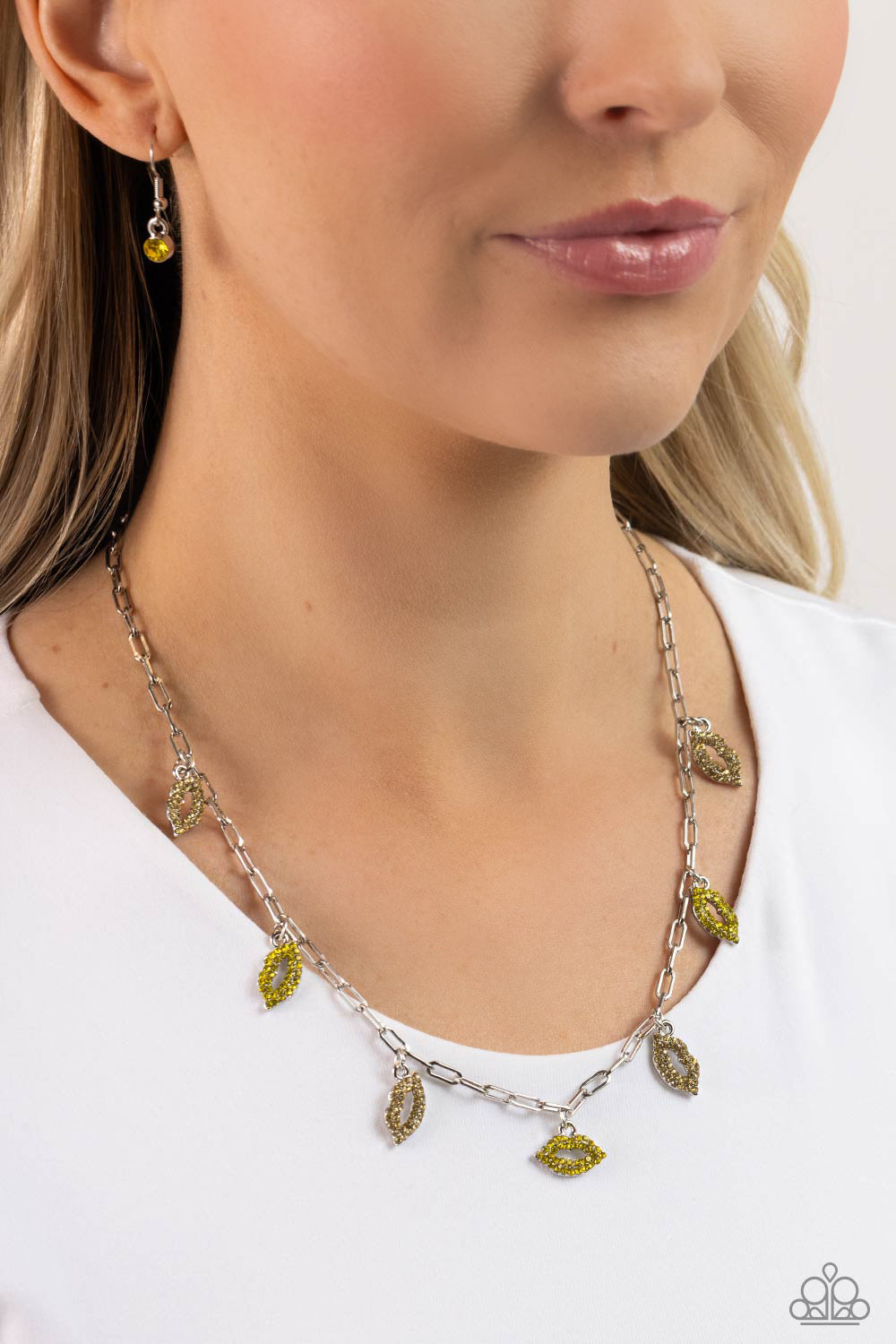 KISS the Mark - Yellow Paparazzi Necklace (PZ-438)