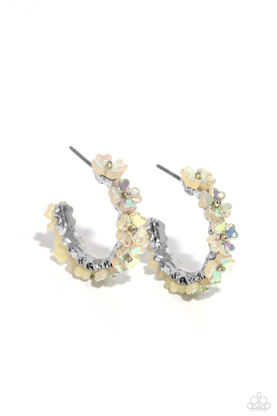 Floral Focus - White Paparazzi Earring (#5630)