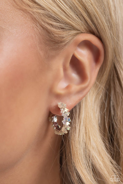 Floral Focus - White Paparazzi Earring (#5630)