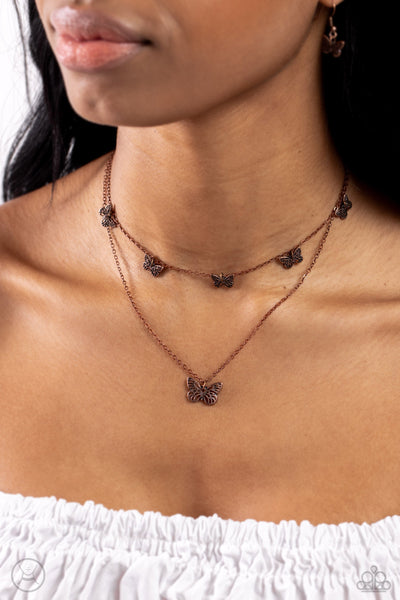 Butterfly Beacon - Copper Paparazzi Necklace (#5688)