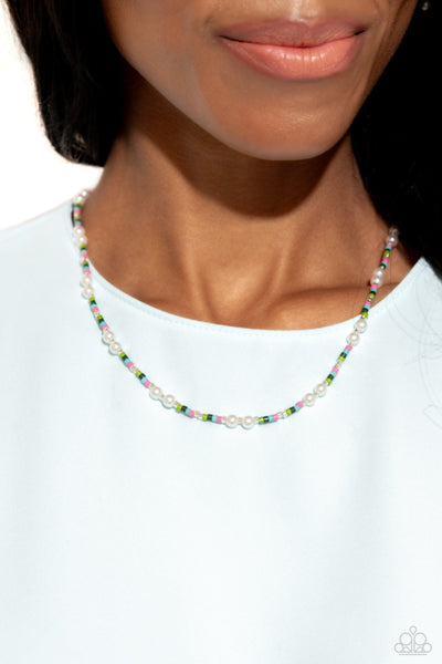 Colorblock Charm - Green Paparazzi Necklace (#5577)